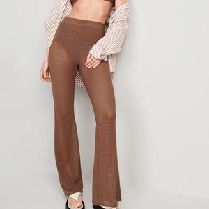 NWT Old Navy Black High-Waisted Crochet Flare Cover-Up Pants!